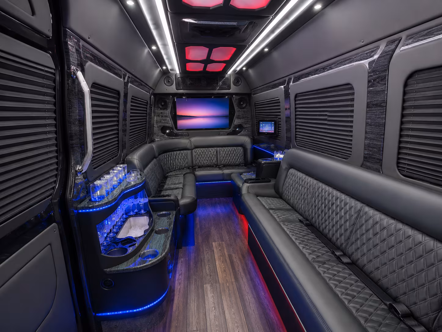 eden prairie 20 passenger party bus inside