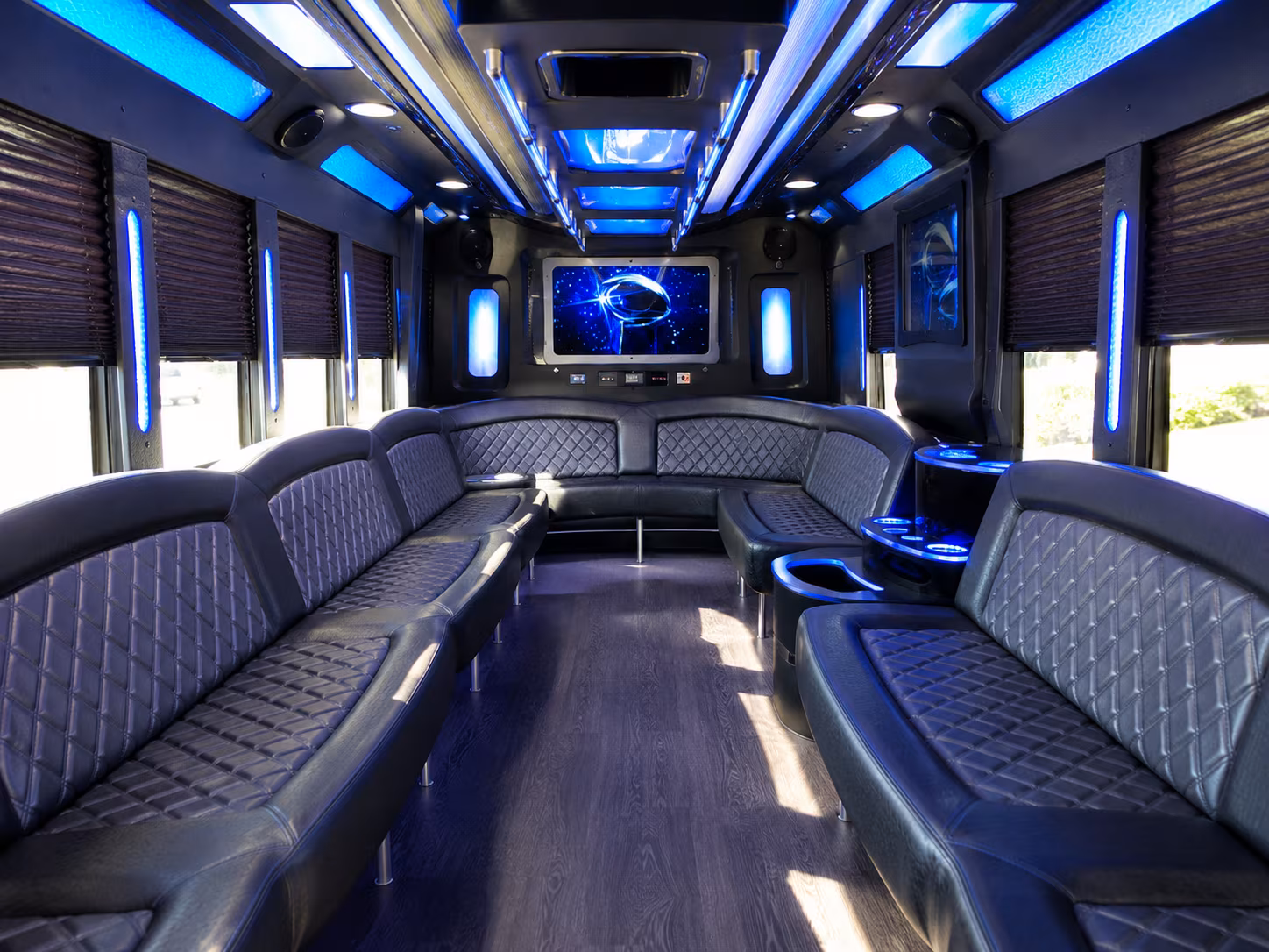 eden prairie 28 passenger party bus inside