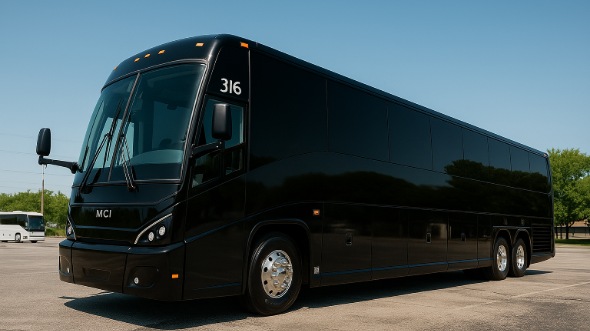 Exterior of Charter Bus Company Eden Prairie's 50 Passenger Charter Bus in Eden Prairie