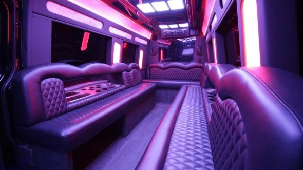 Interior of Charter Bus Company Eden Prairie's Sprinter Limo in Eden Prairie