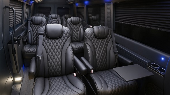 Interior of Charter Bus Company Eden Prairie's Sprinter Van Rental With Driver in Eden Prairie